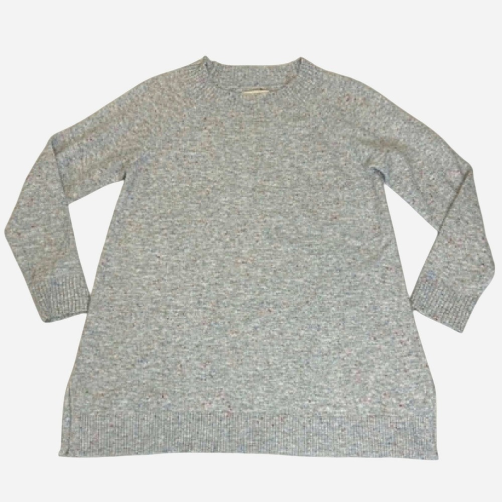 LOFT Womens Gray Confetti Speckled Knit Raglan Sleeve A-Line Sweater Large